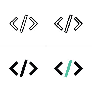 Coding Brackets Icon Set for Programming and Web Development