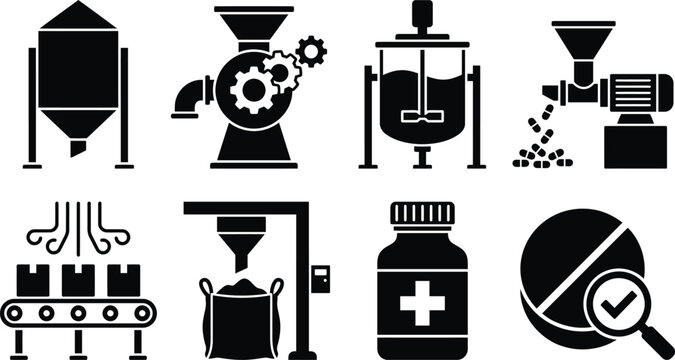 Industrial equipment for food and pharmaceutical processing production lines and quality control.