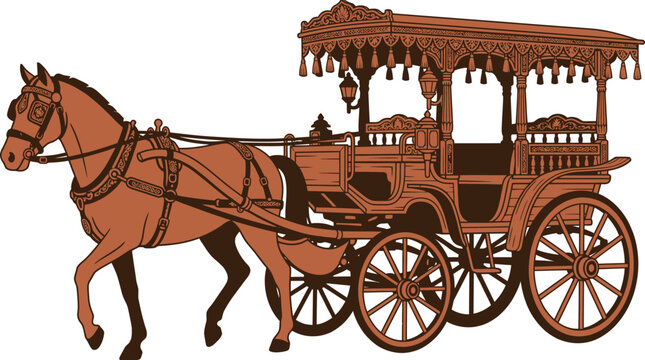Brown Horse Drawn Carriage.