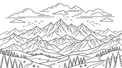Obraz premium Mountain Range Landscape View.
