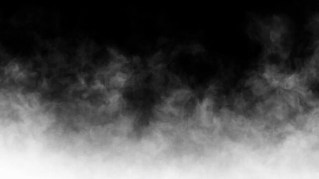 Floating white smoke cloud overlay 4K video resolution on alpha channel background. VFX element easy to use for cinematic or horror visual. 