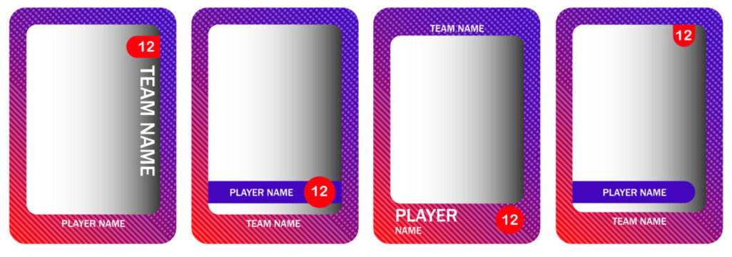 Collection of classic baseball card frames with stitched details, sporty accents and retro trading card aesthetics.