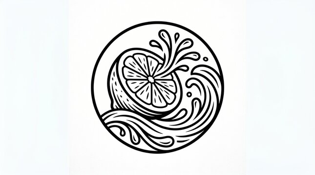Lemon Mint Beverage Illustration vector logo