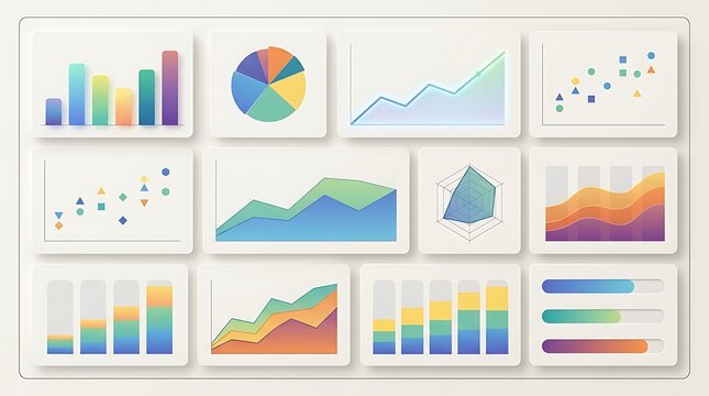 Modern Business Data Visualization Dashboard with Colorful Charts