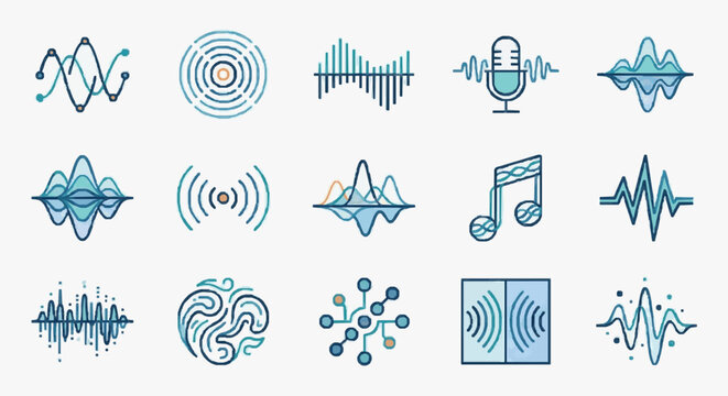 Collection of Audio Soundwave and Music Icons.