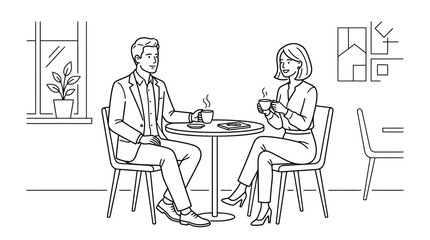 Fototapeta premium Business professionals having a conversation over coffee in a cafe