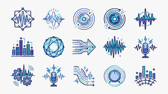Modern Data Analytics and Technology Icons Set.