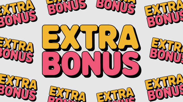 Bright colorful extra bonus sign with confetti and celebration elements