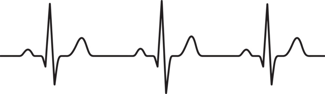 Also transparent background, black line tracing, of irregular waveform, or heartbeat pattern, on transparent background