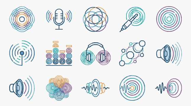 Modern Audio Visual Communication Icons Set.