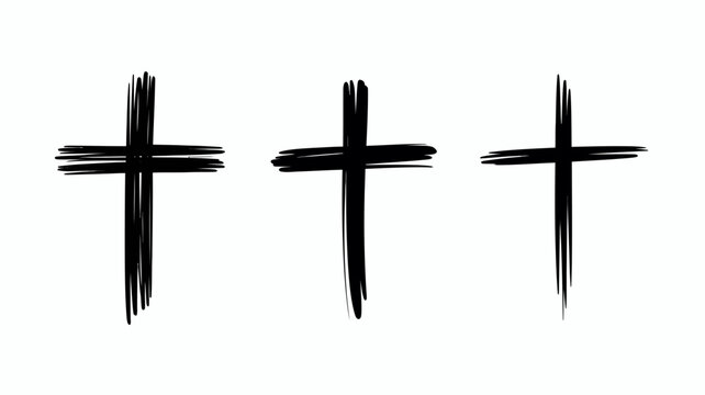 Simple plus and minus icon set with cross symbol in black vector style