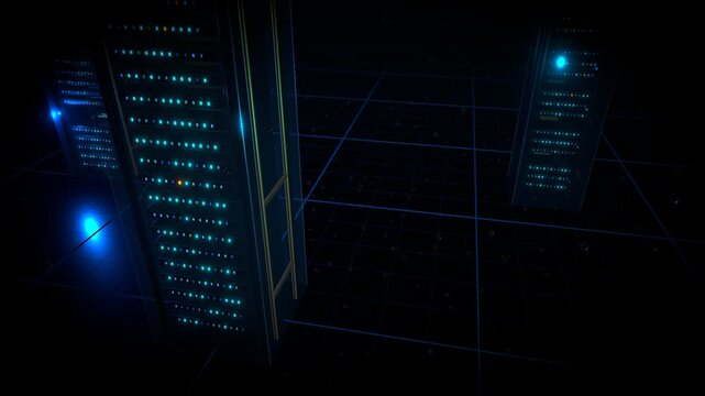 Cinematic tilt down descending from the coolant surface towards the cores
