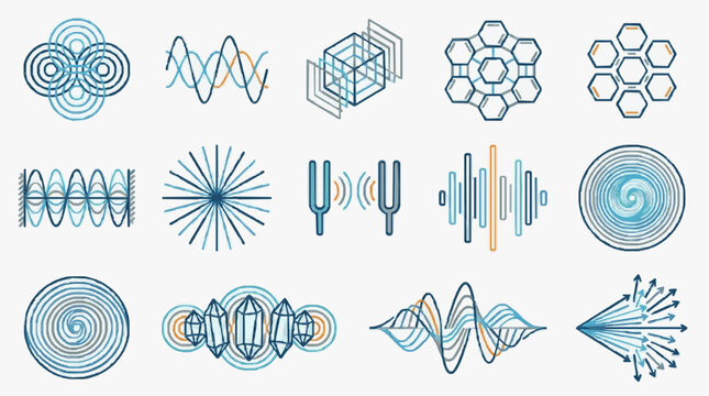 Abstract Scientific Wave and Particle Illustrations.
