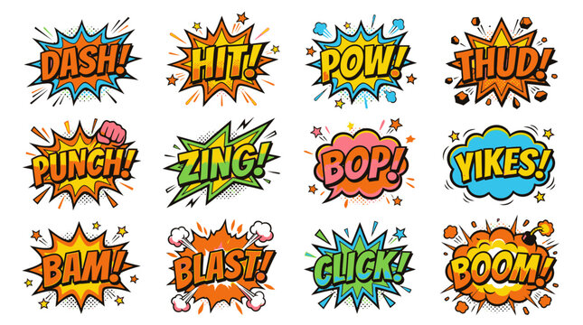 Classic action comic book sound effect bubbles with Bam.