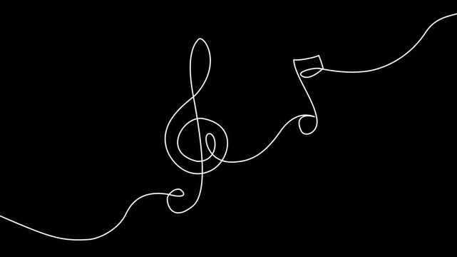 Continuous music line art note vector sketch illustration. Abstract music notes song sound concept background outline icon art one sheet. Vector illustration sketch element.4k motion graphics video