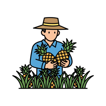 Pineapple Harvest Tropical Farm Vector
