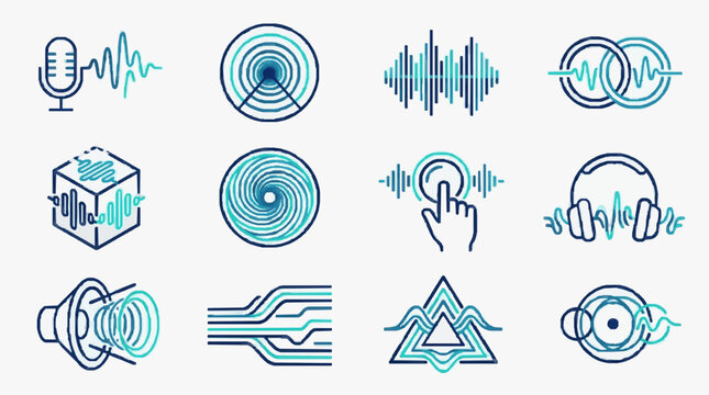 Minimalist Audio Visual Technology Icons Set.