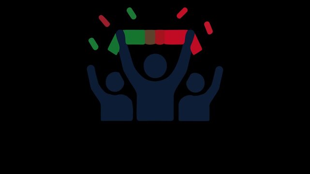 Animated Football Fans Celebrating Icon | Soccer Supporters Cheering Motion Graphic