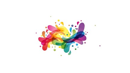 Obraz premium Vibrant rainbow colored paint splashes on a white background creating a dynamic artistic effect