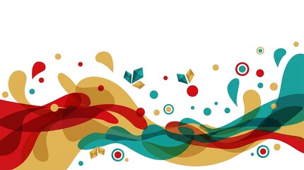 Fototapeta premium Vibrant abstract background with colorful shapes and splashes on white