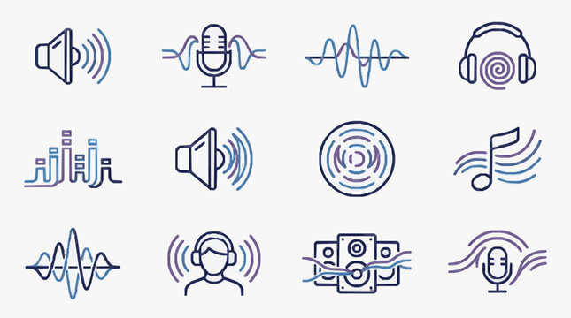 Minimalist Audio Visual Communication Icons Set.