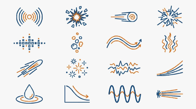 Modern Scientific and Physics Illustration Icons.