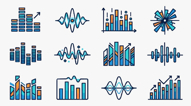 Colorful Data Visualization Icons Set.