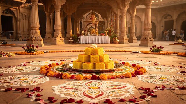 Golden altar with candles and ornate church interior.