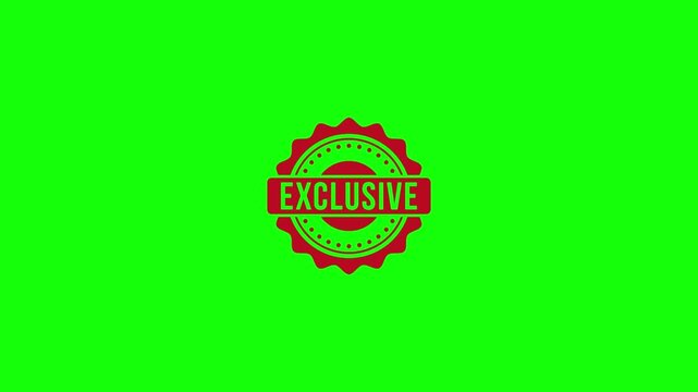 Round exclusive stamp seal motion graphic animation on green screen for sales promotion.