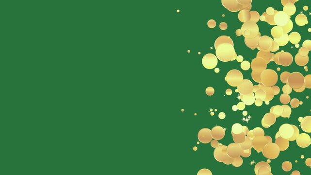 Animated golden coin scattering effect on a green screen background. Great for celebratory or festive projects. - Professional Chroma Key Footage
