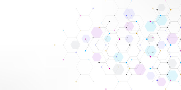 Graphic design element with abstract geometric background of simple hexagon pattern