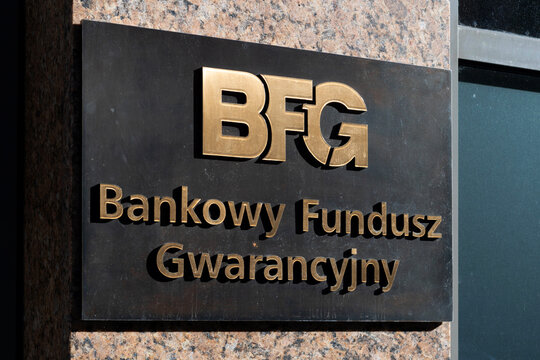 Warsaw, Poland - June 04, 2026: Bank Guarantee Fund sign on office building facade, Bankowy Fundusz Gwarancyjny, BFG