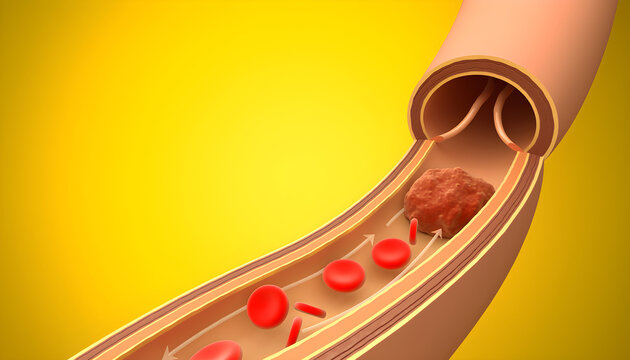 Blood vessel showing plaque obstructing blood flow
