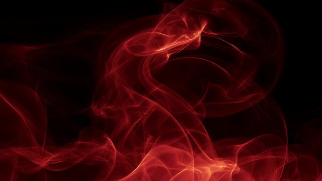 Red abstract smoke swirling on a black background