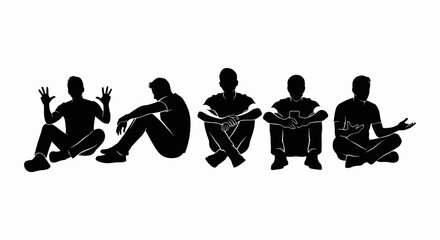 Obraz premium Diverse Group of Silhouetted People in Various Poses.