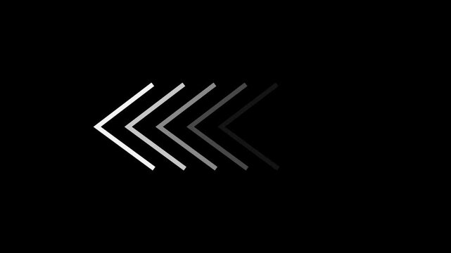 Swipe Left Arrow Animation on Black Background for Website Navigation and Video Editing
