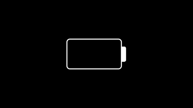 low battery animation with red color cell appear and disappear video isolated on Black screen background, battery dead warnings 4k animation video.