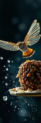 Obraz premium Whirring wings hover around a sugary feeder treat, ||sugar-water, illustration