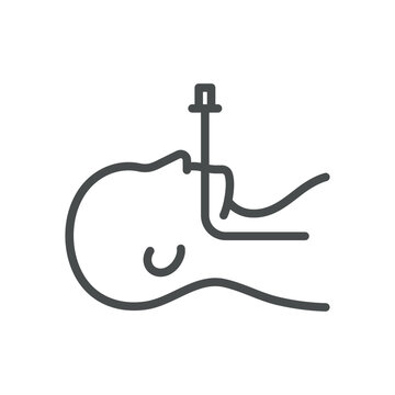 Intubation Tube Vector Line Icon: Endotracheal Tube in Patient Airway for Ventilation and Anesthesia, Editable Stroke, Isolated