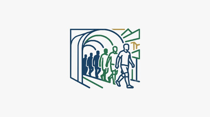 Soccer players walking through a tunnel towards a stadium. © Brodin