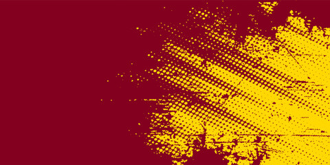 Vector background with burgundy and yellow gold grunge texture. Abstract two tone design, rough brushstroke divide. Ideal for bold banners, classic themes or sports concepts © Subi