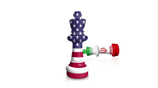 Chess made from USA and Iran flags 