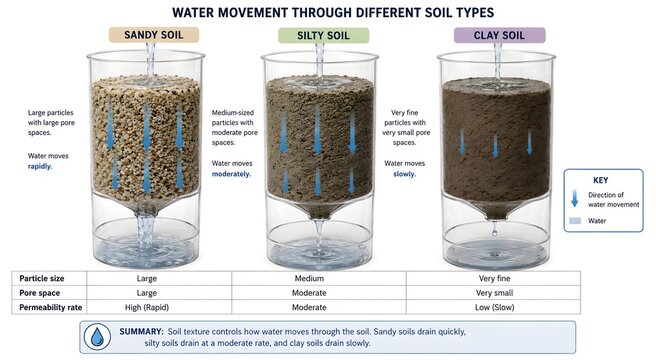 Side by Side Soil Water Absorption and Drainage Comparison Chart
