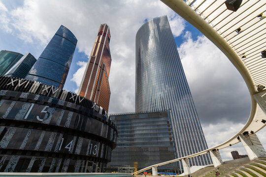 Modern office skyscrapers of Moscow City business center, Russia