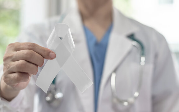 White or light pearl color awareness ribbon for Blindness, Lung cancer, Bone cancer, Multiple Sclerosis, Severe Combined Immune Deficiency Disease (SCID) and Newborn Screening