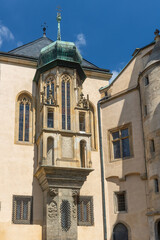 Fototapeta premium Detail of architecture of courtyard of famous Vlassky dvur in Kutna Hora. Czech republic. Vertically.