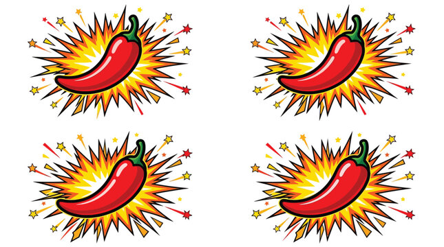 Spicy pepper explosion pattern seamless repeat design for textiles and packaging