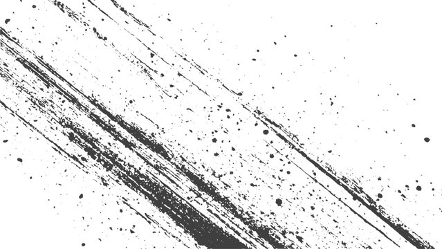 Grey Paint Brush Strokes and Splatter on White Background with Abstract Grunge Texture Artistic Ink Effects and Modern Vector Design.