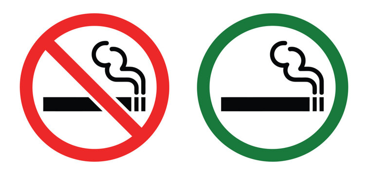 Smoking forbidden set, stop no smoking and vape ban symbols for smoke free areas, public health warning and vector illustration design.