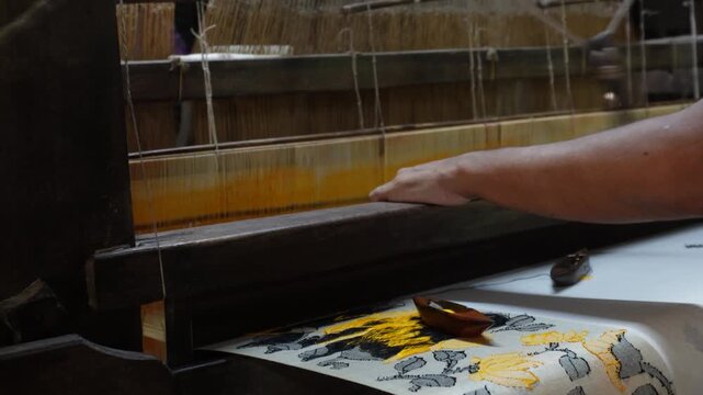 Traditional handloom weaving with skilled artisan